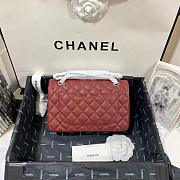 Chanel Flap Bag Red Wine Caviar Silver 23cm - 6