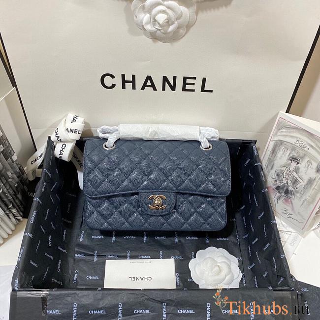 Chanel Flap Bag Navy Blue Caviar Silver 23cm - 1