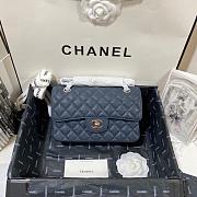 Chanel Flap Bag Navy Blue Caviar Silver 23cm - 1