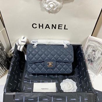 Chanel Flap Bag Navy Blue Caviar Silver 23cm
