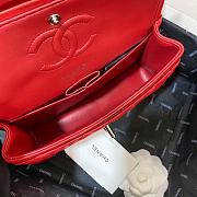 Chanel Flap Bag Red Lambskin Silver 23cm - 6