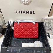 Chanel Flap Bag Red Lambskin Silver 23cm - 4