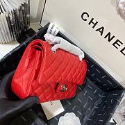 Chanel Flap Bag Red Lambskin Silver 23cm - 3