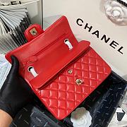 Chanel Flap Bag Red Lambskin Silver 23cm - 2