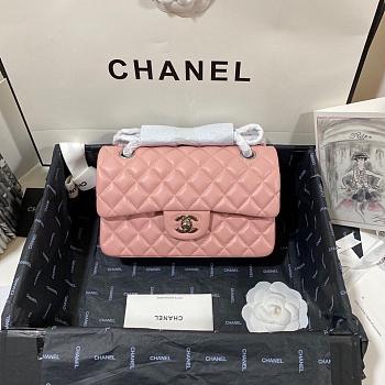 Chanel Flap Bag Light Pink Lambskin Silver 23cm