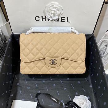 Chanel Jumbo Flap Bag Beige Caviar Silver 30cm