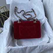 Chanel Flap Bag Messenger Suede Red 19cm - 6