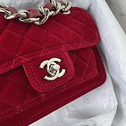 Chanel Flap Bag Messenger Suede Red 19cm - 3