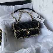 Chanel Chain Around Flap Bag Crumpled Black 19x12x7.5cm - 1