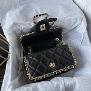Chanel Chain Around Flap Bag Crumpled Black 19x12x7.5cm - 6