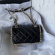 Chanel Chain Around Flap Bag Crumpled Black 19x12x7.5cm - 4