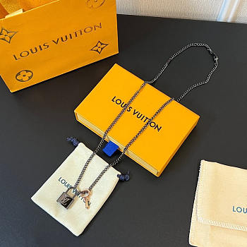 Louis Vuitton LV Padlock Pendant Necklace Silver