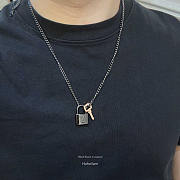 Louis Vuitton LV Padlock Pendant Necklace Silver - 3