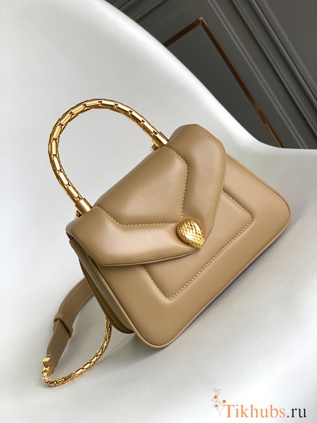 Bvlgari Serpenti Reverse Top Handle Beige 20x14x10cm - 1