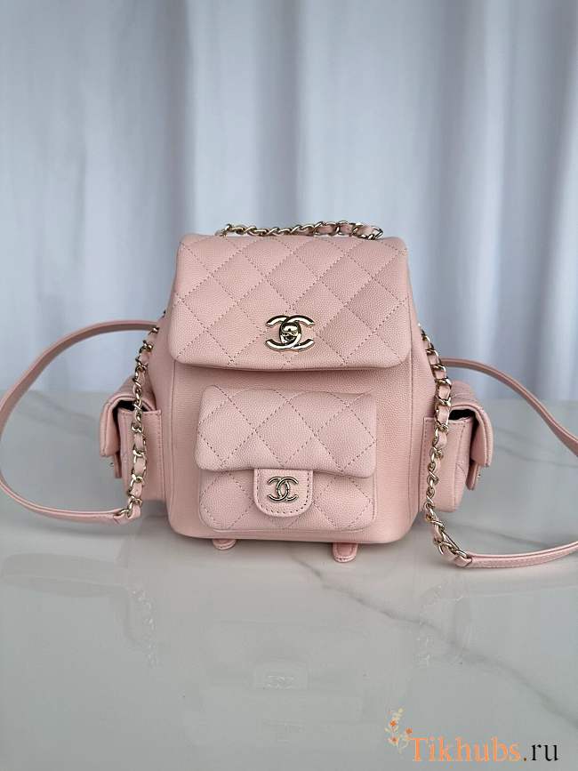 Chanel Small Backpack Caviar Light Pink Gold 19.5x18x10cm - 1