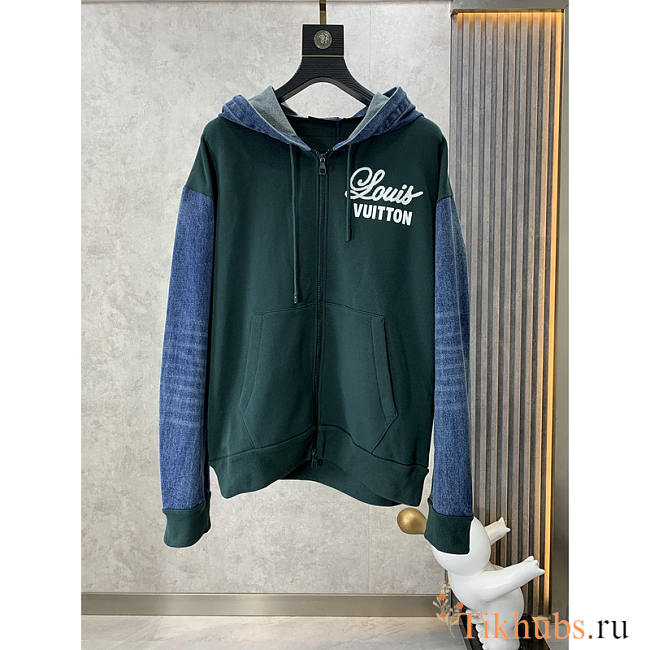 Louis Vuitton LV Hybrid Hoodie Denim Jacket Forest Green - 1