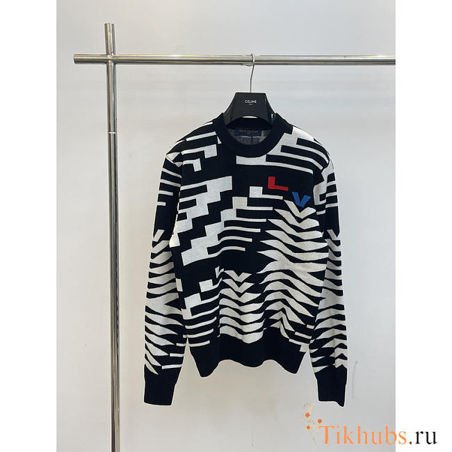 Louis Vuitton Sheepwool Pullover Sweater Black And White - 1