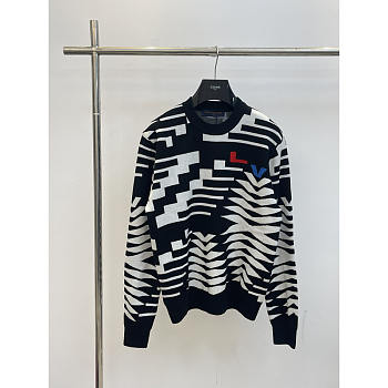 Louis Vuitton Sheepwool Pullover Sweater Black And White