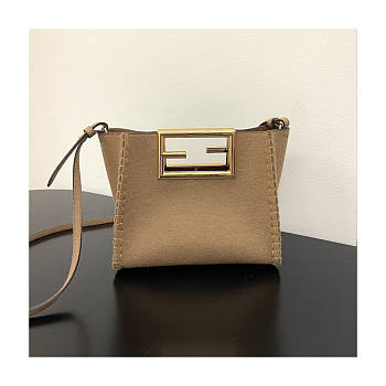 Fendi Beige Flannel Small Way Bag 20x9x17cm