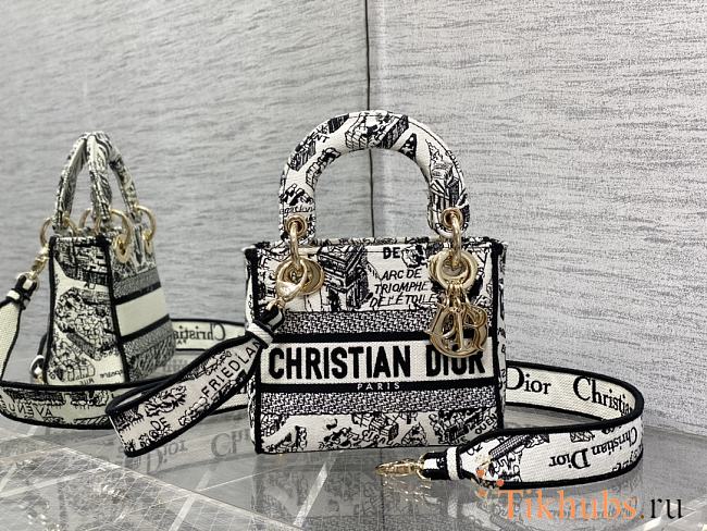 Dior Mini Lady D-lite White and Black Plan de Paris 17x7x15cm - 1