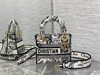 Dior Mini Lady D-lite White and Black Plan de Paris 17x7x15cm