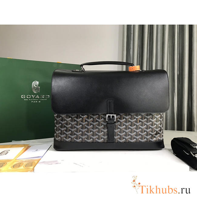Goyard Citadin Messenger Briefcase Coated Canvas Black 38x26x8cm - 1