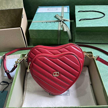 Gucci Interlocking G Mini Heart Shoulder Bag Red 20x17.5x6.5cm