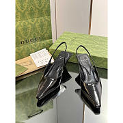 Gucci Ladies Back Lace Up Pumps Leather Black 6cm - 2