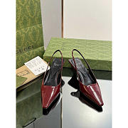 Gucci Ladies Back Lace Up Pumps Leather Dark Red 6cm - 3
