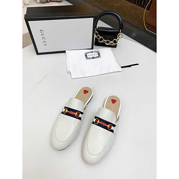 Gucci Princetown Damen-Slipper Aus Leders Slipper Weißes