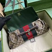 Gucci Horsebit Chain Medium Shoulder Bag Beige 38x15x16cm - 2