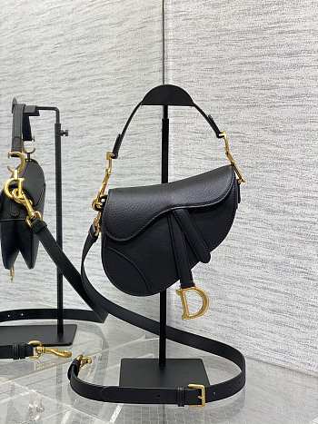 Dior Mini Saddle Black With Strap Gold 19cm