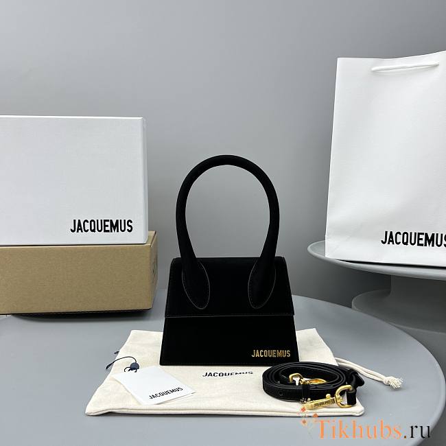 Jacquemus Le Chiquito Moyen Velvet Black Bag 18x13.5cm - 1