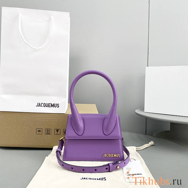 Jacquemus Le Chiquito Moyen Velvet Purple Bag 18x13.5cm - 1