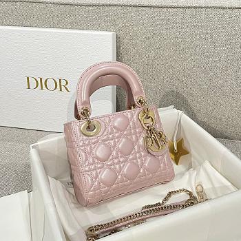 Dior Mini Lady Bag Metallic Pink Gold 17cm