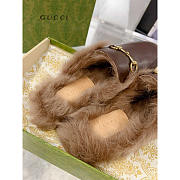 Gucci Princetown Brown Leather Fur Lined Horsebit Mules  - 4