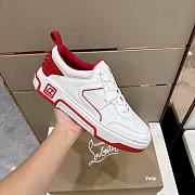 Christian Louboutin Astroloubi White/Red Leather Sneakers - 3