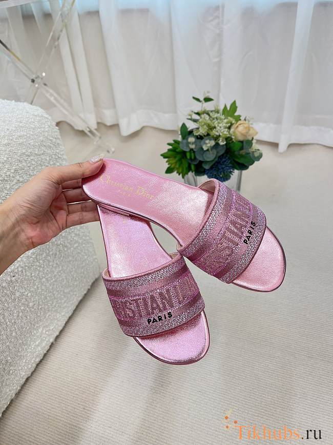 Dior Dway Slide Pink Cotton Metallic  - 1