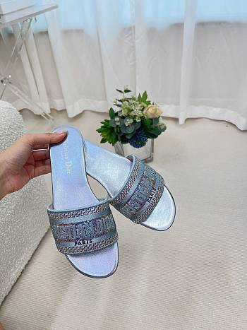 Dior Dway Slide Blue Cotton Metallic