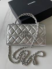 Chanel Flap Chain Bag Silver With Handle 18x10x4.5cm - 1