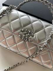 Chanel Flap Chain Bag Silver With Handle 18x10x4.5cm - 5