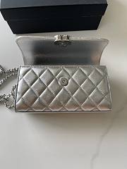 Chanel Flap Chain Bag Silver With Handle 18x10x4.5cm - 3