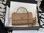 Chanel Flap Chain Bag Tan Caviar Gold With Handle 18x10x4.5cm - 1