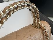 Chanel Flap Chain Bag Tan Caviar Gold With Handle 18x10x4.5cm - 4