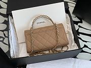 Chanel Flap Chain Bag Tan Caviar Gold With Handle 18x10x4.5cm - 3