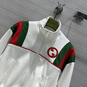 Gucci Striped Web Knitted Zipped Jacket White - 5