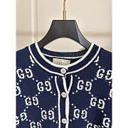 Gucci GG Cotton Jacquard Cardigan Navy Blue - 2