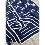 Gucci GG Cotton Jacquard Cardigan Navy Blue - 4