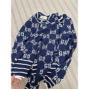 Gucci GG Cotton Jacquard Cardigan Navy Blue - 5