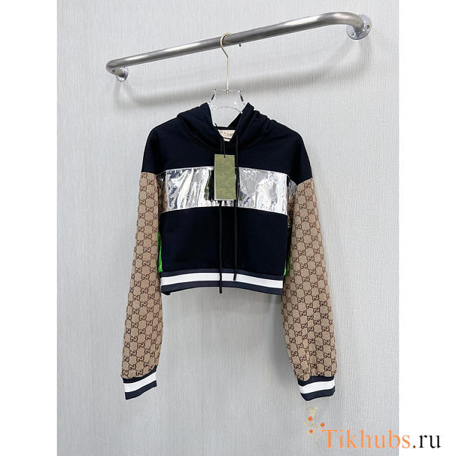 Gucci Knitted Cotton Hooded Sweatershit Black Brown - 1